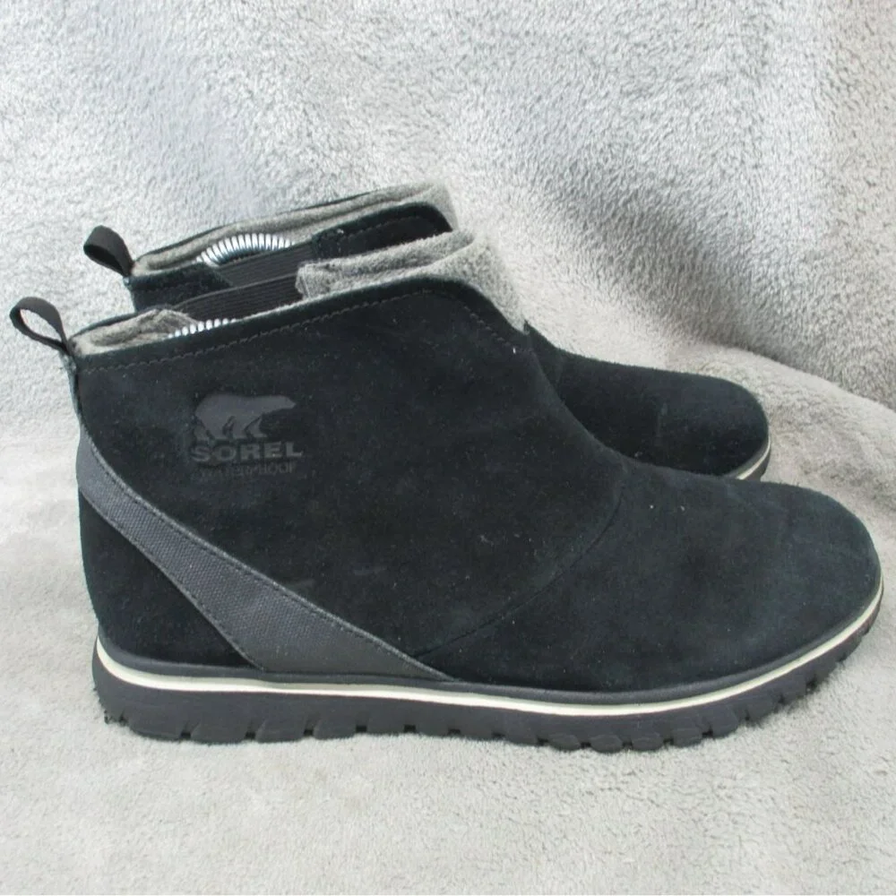 Sorel Shoes Womens Size 8 Black Suede Pull On Ankle Snow Boots *Read*